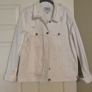 OldNavy White Distressed Denim Jacket XL